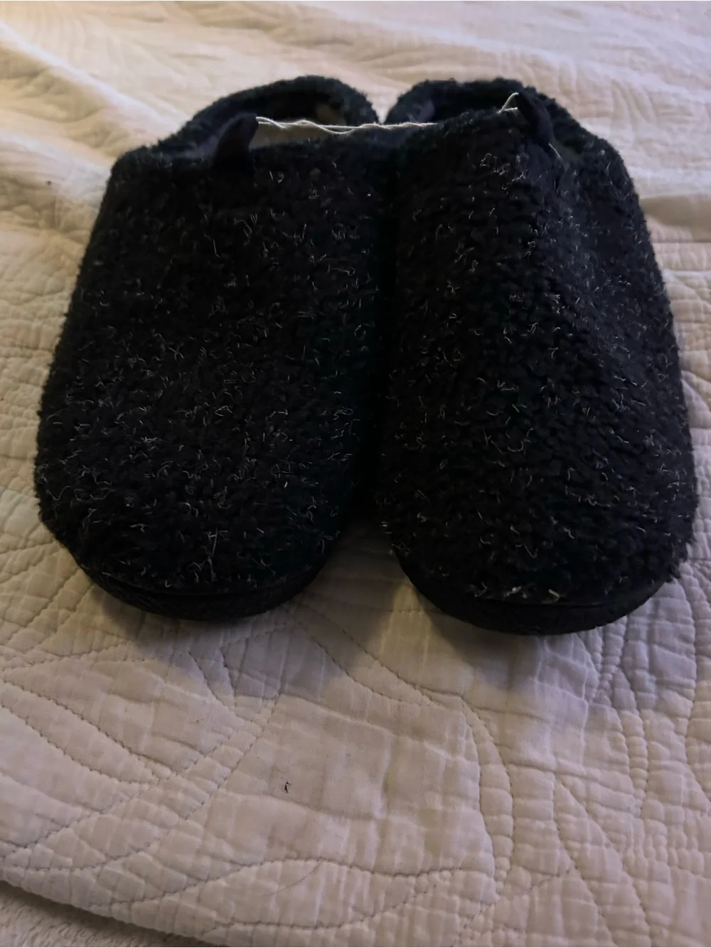 Cozy Black Fuzzy Slip-On Slippers